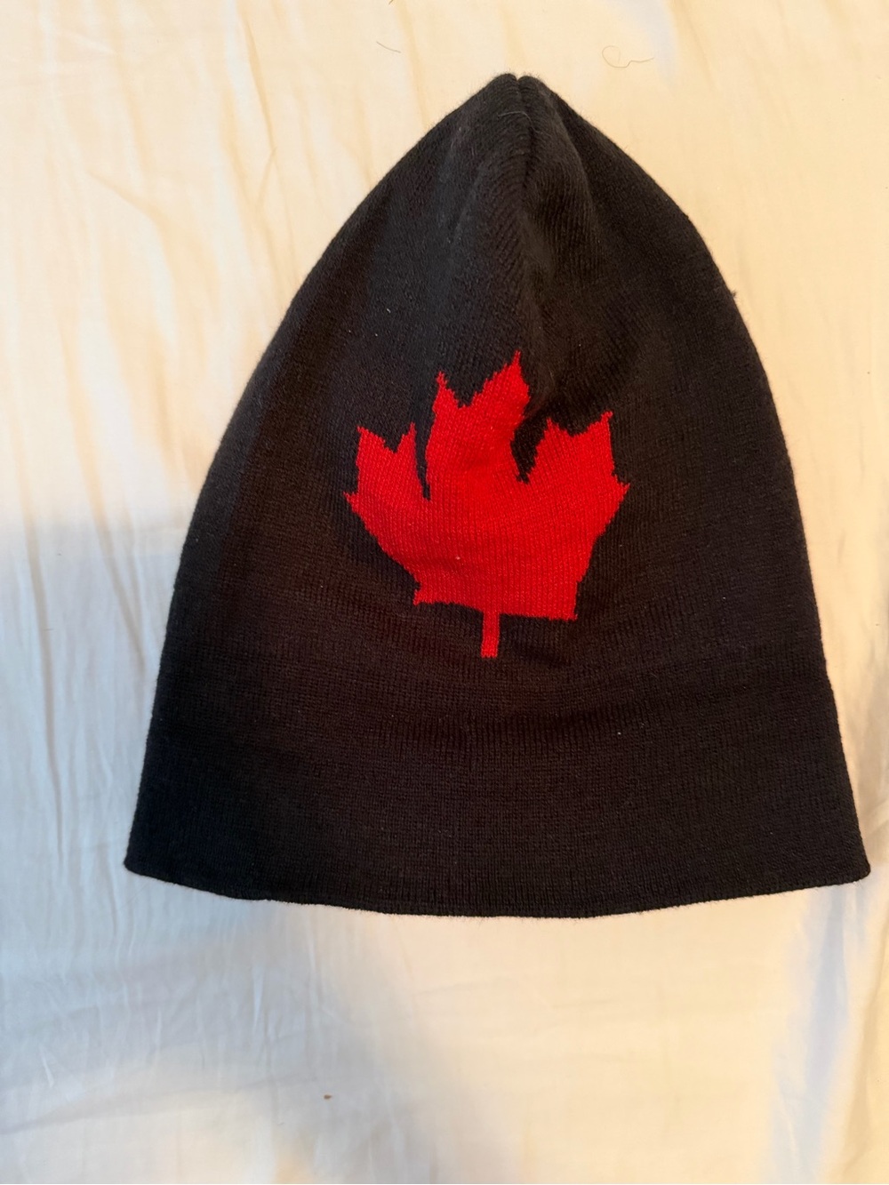 Black Beanie with Red Maple Leaf